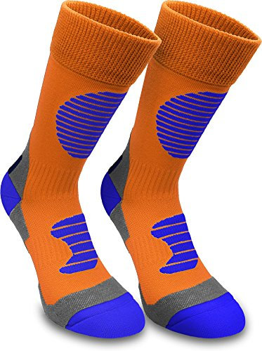 normani 3 Paar Multifunktionale Sportsocken mit Schienbein- & Fußrückenpolster - bestens geeignet als Skating- Inliner- Motorrad- & Trekkingsocken Farbe Orange/Blau Größe 43/46