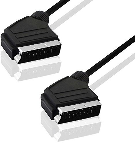 BestPlug câble péritel 21 Broches 21pol Skart skartkabel pleinement étayées câble Noir 2 m câble 2 m