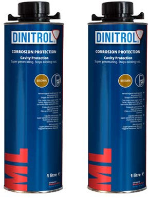 2 bidons de 1 litre de cire de protection des cavités Dinitrol ML3125 (avec bouchon à vis de style Schutz)