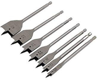 Neilsen CT1799 7pc Flat Wood Drill Bits Set – High-Speed Steel, 150mm Length, 1/4 Hex Shaft, Sizes: 10mm to 40mm