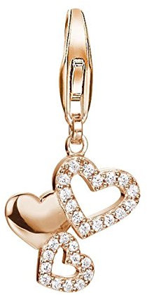 ESPRIT Damen-Charm Pile of Hearts 925 Silber rhodiniert Zirkonia weiß Rundschliff - ESCH91337C000