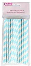 Culpitt Blue Candy Lot de 25 pailles en papier à rayures pour gâteaux