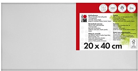 Marabu 1616000000203 - Keilrahmen, ca. 20 x 40 cm, Rahmentiefe ca. 1,8 cm, weiß, mit 380 g/qm Baumwolle bespannt, 3 fach grundiert, leicht saugend, für Acryl-, Öl-, Gouache- und Temperafarben