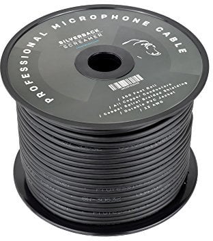 Sewell Silverback Screamer Bulk XLR Cable, 300 ft. Spool, Pure Copper, OFC, Flexible, Spiral Braided Shielding SW-30632, Black