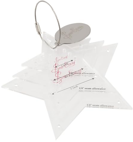 Sew Easy Mini Template – 3 Star Set Quilting & Patchwork Shapes for Applique Sewing, Transparent Acrylic Non-Slip, 1 – 2”