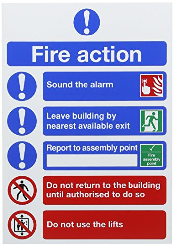 SIGNSLAB FR099A5 Safety Sign Fire Action, A5