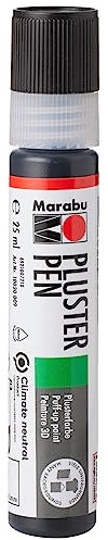 Marabu 18030009673 - 3D Liner schwarz, 25 ml universelle Effektfarbe auf Wasserbasis, für samtartige Pluster- und Reliefeffekte auf Stoff, Holz, Metall speichelecht, einfache Fixierung