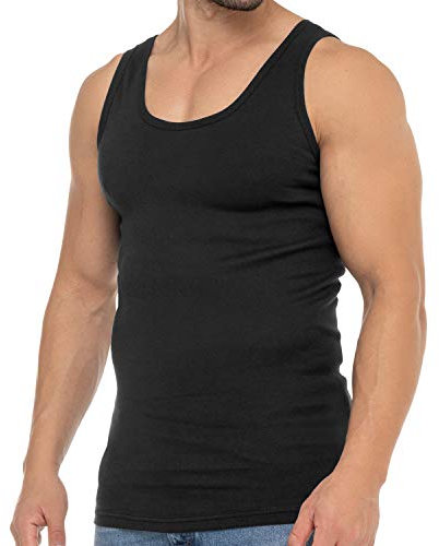 Celodoro Herren Business Tank Top (1 Stück) Achselhemd aus Baumwolle - Schwarz S