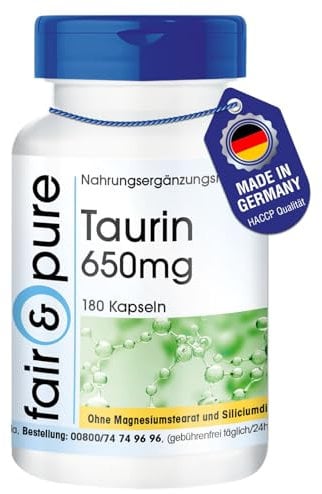 Fair & Pure® - Taurin Kapseln 650mg - 180 Kapseln - vegan - ohne Magnesiumstearat