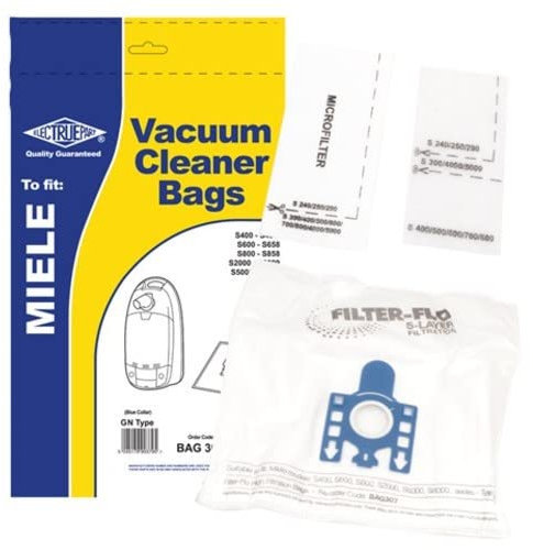 Electruepart Compatible Miele GN Filter-Flo Synthetic Dust Bags to fit S2000 S5000 S8000 Series, Cat and Dog C1 C2 C3 Complete (Pack of 5 with 2 Filters)