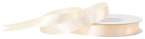Satinband 12mm x 25m Rolle - FARBAUSWAHL in 3/6/12/18/25/38/50/75/100mm - farbecht & waschbar - Schleifenband für Hochzeit - Geschenkband zum Verpacken Dekorieren Basteln - Creme 820