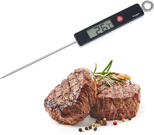 Westmark Einstichthermometer, Messbereich: 0 °C bis +200 °C/ 32 °F bis +392 °F, Rostfreier Edelstahl/Kunststoff, Silber/Schwarz/Rot, 12782280