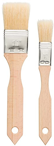 REDECKER Pastry Brushes Set with Untreated Beechwood Handles - 2 Different Sizes - Multi-purpose Brushes - Natural Bristle Basting Brush for Glazing and More - Wood Pastry Brush German Designed