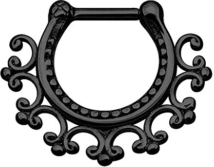 Piercingfaktor Universal Piercing Septum auch für Tragus Helix Ohr Nase Lippe Brust Intim - Schild Clicker Ring Schwarz
