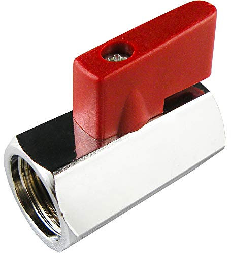 Fittingstore - Mini-Kugelhähne mit Knebelgriff einseitig, PN 15, für Druckluft, Wasser, Vakuum, Ventil, Kugelhahn (G 3/8, Innengewinde)