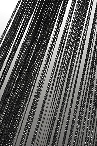 Haus und Deko Fadenvorhang Fadengardine mit Lurex veredelt Metallic Effekt Gardine Vorhang schwarz 90x250 cm