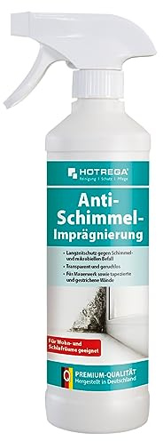 HOTREGA Anti-Schimmel Imprägnierung 500ml | Langzeitschutz | Für Mauerwerk, Tapeten, Holz | Reduziert Feuchtigkeit | Transparent, geruchlos, atmungsaktiv | Imprägnierung für bis zu 10m²