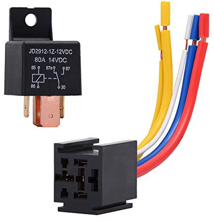 Ehdis 1 Stück Relais 12V 40A 4 Pin Relais für Car Auto Truck Motor Car mit Steckdose, 5-Polig KFZ Fahrzeug Motor Relais mit Drähte,Umschalt Relais