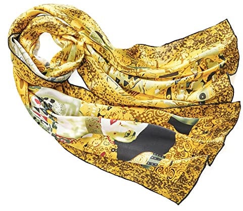 Prettystern Damen-Schal Malerei Kunstdrucke Langer 100% Seide Gustav Klimt goldene Portrait Of Adele Bloc-bauer P865