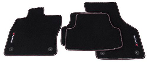 tuning-art Fußmatten passend für Seat Leon 3 5F 5-Türer ST Kombi 2012-2019 | 4-teilig 100% passgenau Sportline-Design Befestigungssystem Bandeinfassung Handeingearbeitete Ziernähte Velours