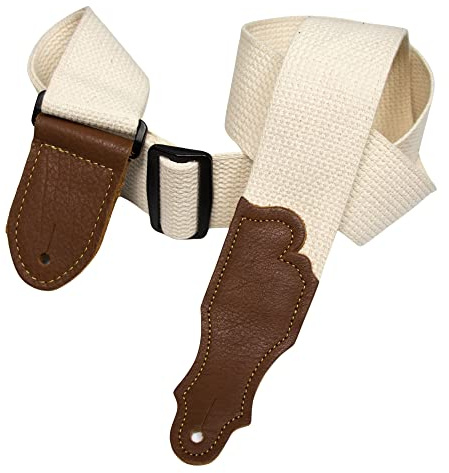 Franklin Strap - 2 cotton - Guitar Strap - Natural with Caramel End Tab