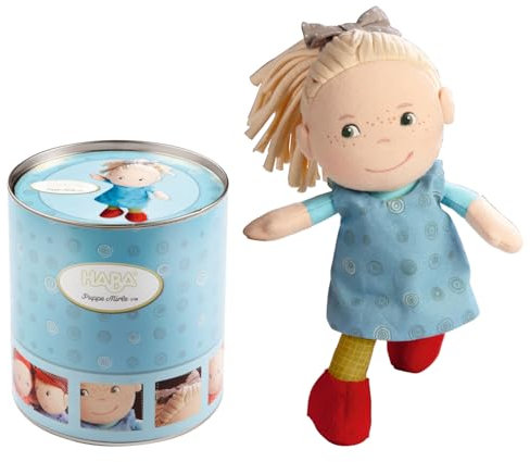 HABA Puppe Mirle – Kuschelweiche 20 cm Babypuppe in edler Geschenkdose - Ideales Willkommensgeschenk für Babys ab 6 Monaten - 1005738001