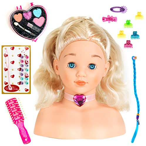 Theo Klein 5236 - Princess Coralie Schmink- und Frisierkopf mit Kosmetik-CD, mittel, Spielzeug, Mehrfarbig