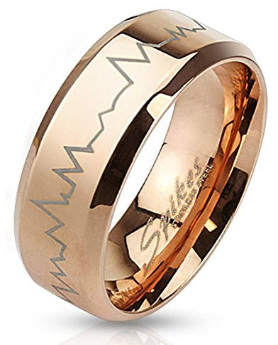 Bungsa 62 (19.7) Herzschlag Ring Rosegold Edelstahl Damen & Herren 49-70
