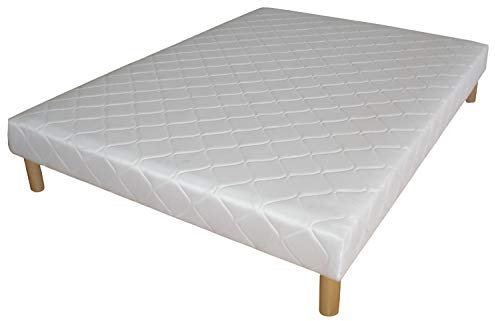 Promo Matelas - Sommier Tapissier À Ressorts + Jeu de Pieds offerts - Blanc - 140 X 190 Cm