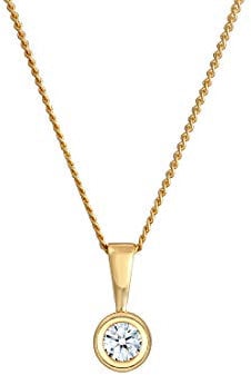 Elli DIAMONDS Halskette Damen Solitär Rund Kreis mit Diamant (0.11 ct.) in 585 Gelbgold