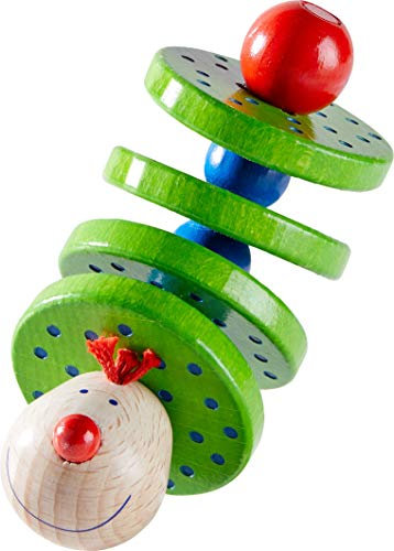 HABA 1068 - Flapsi Greifling, fröhliches Baby- und Kleinkindspielzeug, aus Holz ab 6 Monaten, Motorikspielzeug mit Klappergeräusch