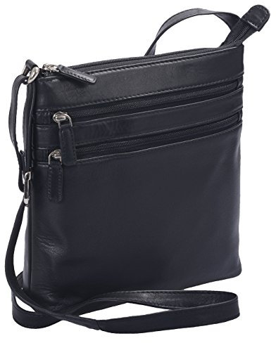 Tasche LOUANA in Echt-Leder, schwarz, 25x22x5,5cm