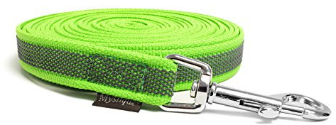 Mystique® Gummierte Schleppleine 20mm ohne Handschlaufe Standard Karabiner neon grün 15m