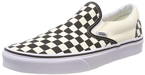 Vans Men's Embossed Suede Slip-On Skate Shoe, Black and White Checker/White, 9.5 Women/8 Men