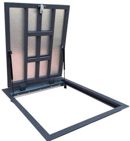 Puerta de suelo 80 x 60 cm Thermo Max 4 hermética para sótano y pozo de inspección, tapa de alcantarilla, conducto