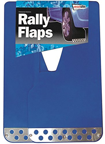 Streetwize - Pair of Blue Rally Style Mud Flaps - Chrome Plated - Sporty Design, Heavy duty Mud Guards
