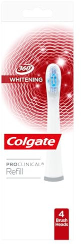Colgate ProClinical 360° Whitening Electric Toothbrush Heads Refill, Pack of 4 - Helps Whiten teeth - Removes surface stains