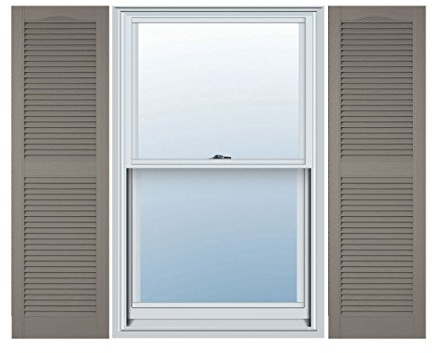 Ekena Millwork Lifetime Vinyl, LL1S14X03900CL Klappläden, Kathedralenpfosten, offene Lamellen, Montagezubehör, Verschlüsse, passende Schrauben (pro Paar), 36,8 x 99,1 cm (B x H), lehmfarben