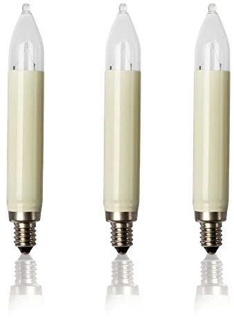 Hellum 904031, Ersatz-Schaftkerze Innen- und Aussenbeleuchtung, Sockel E 10, 16 V / 3 W, elfenbein, 3 auf Blisterkarte, 3er-serie