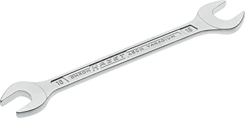 HAZET Doppel-Maulschlüssel 450N-16X18 verchromt, Schlüsselweite: 16 x 18 mm | Maulstellung: 15° | Schaft mit extra stabilem HAZET Doppel-T-Profil | Made in Germany