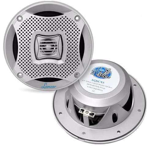 Lanzar AQ6CXS 2-Wege-Marine-Lautsprecher (400 W, 16,5 cm/6,5 Zoll), silberfarben