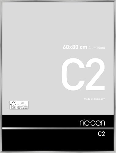nielsen Aluminium Bilderrahmen C2, 60 x 80 cm, Silber | Aluminium Posterrahmen im Hoch- & Querformat zum Aufhängen Silber glänzend Echtglas