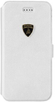 Lamborghini Ledertasche Bookstyle Weiß für Apple iPhone 4/4S