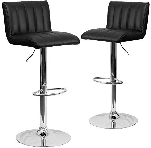 Flash Furniture Carmel Series Hocker mit Nagelbesatz, 61 cm, Walnuss, weiches Leder, Braun
