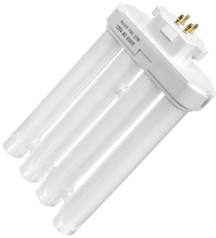 MyGift Fluorescent Light Bulb 4 Pin 6500K 27 Watt with Quad Tubes GX10Q-4 Base, Replacement Bulb for Light of America Lamps