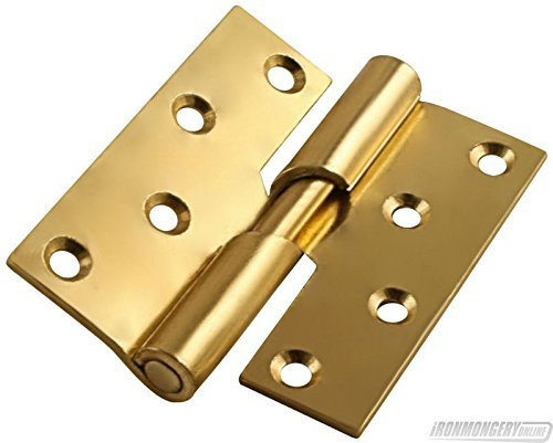 100mm Left Hand Rising Butt Hinges - Electro Brass