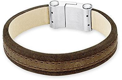 s.Oliver Herren-Armband Edelstahl Leder 21 cm - 524025