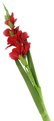 Floral Elegance Artificial 118cm Single Stem Red Gladioli Flowers x 6