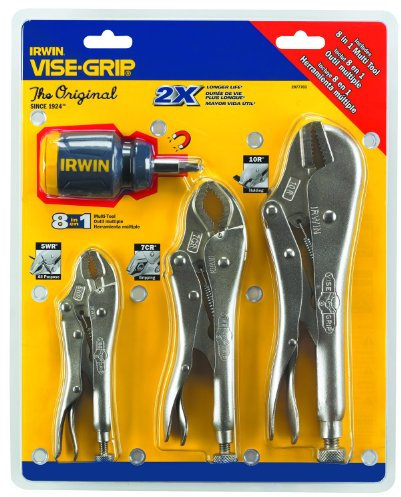 Irwin 2077703 Vise-Grip Fast Release Locking Pliers Set with Free 8-in-1 Multi-Tool, 3-Piece