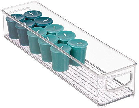 iDesign 64199EU Cabinet/Kitchen Binz Kitchen Storage Container, Long Plastic Storage Boxes for The Fridge, Freezer or Pantry, Clear